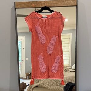 Anthropologie Coral Pineapple Mini Dress